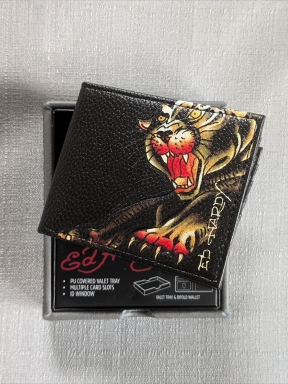 Ed Hardy Panther Tattoo Print Faux Leather Wallet. NEW!
